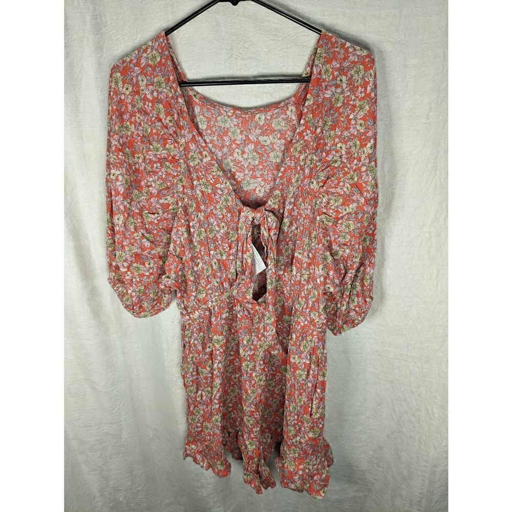 NWT Allie Rose Boutique Rayon Romper Floral Mini Tie Back M Medium - Picture 5 of 8